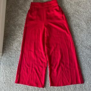 SHEIN Red High-Waist Wide-Leg Pants – Size M (6), Side Zipper, Pockets